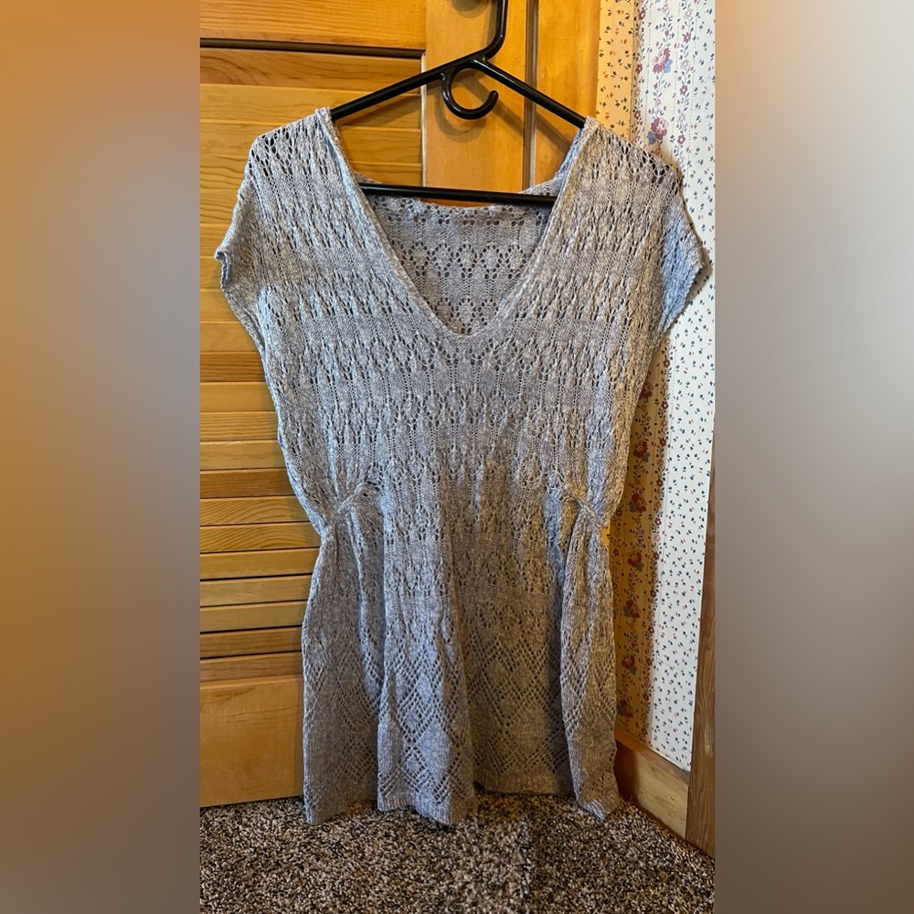 Moth XS Hooded Open-Knit Sweater Tunic